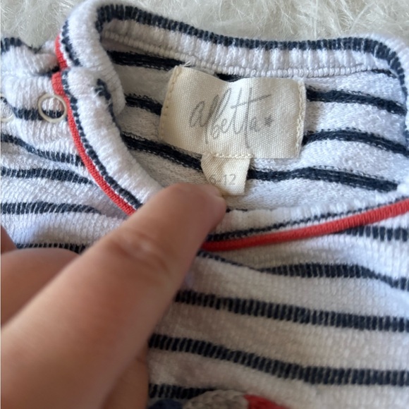 Cozy Striped Navy and White Jumpsuit - Picture 3 of 3